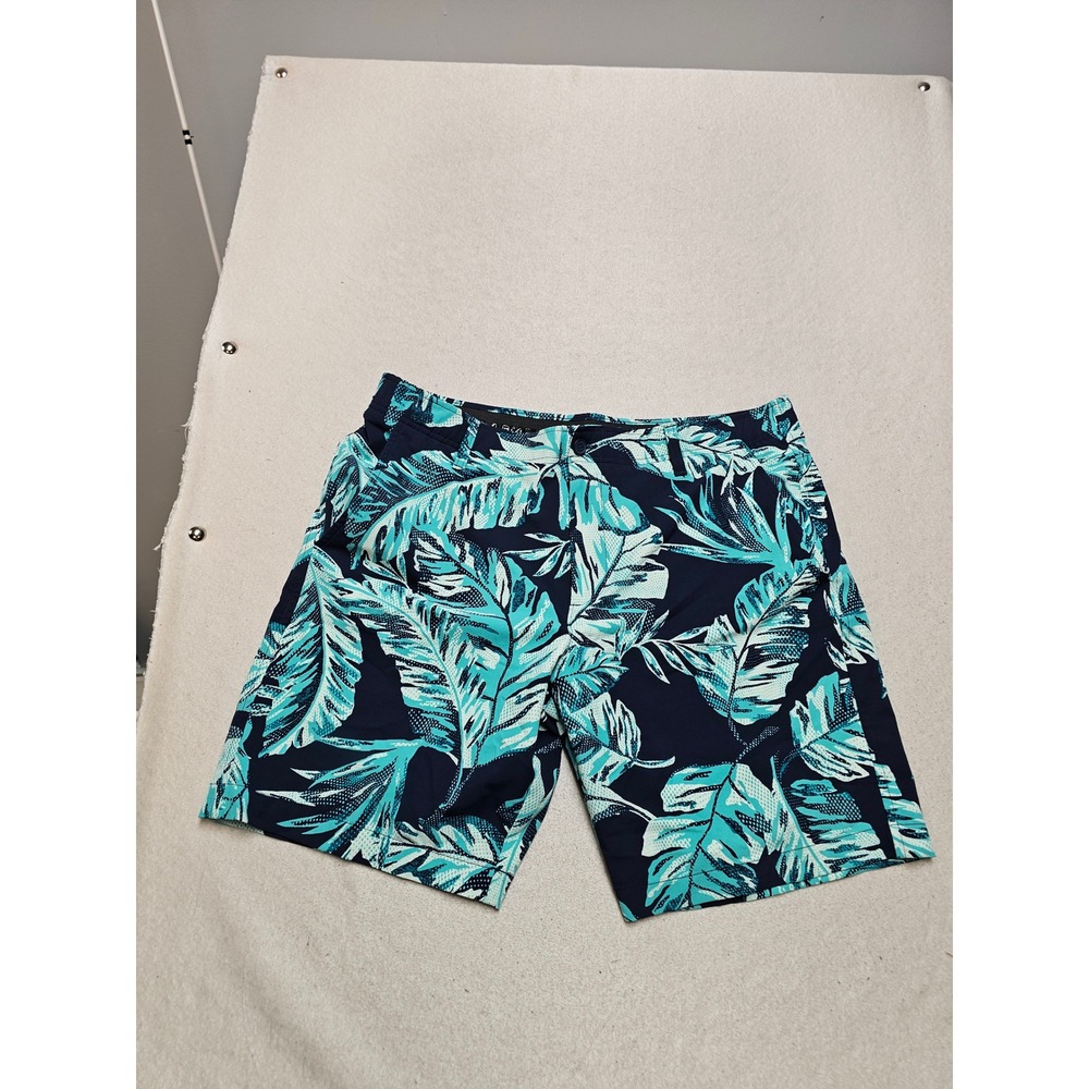 Under Armour Mens Golf Shorts 38 Blue Teal Tropical Palm Leaf Print Performance